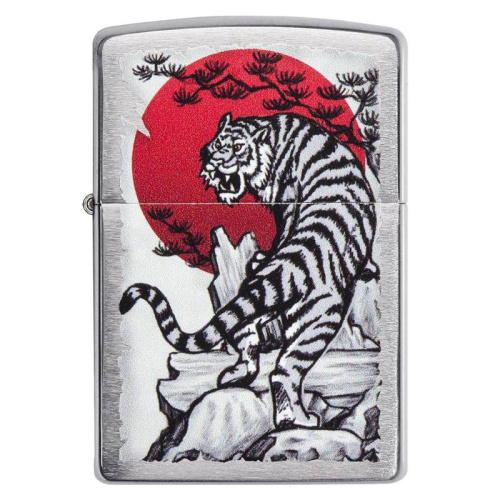 499 ZIPPO ЗажигалкаAsian Tiger с покрытием Brushed Chrome фото 5